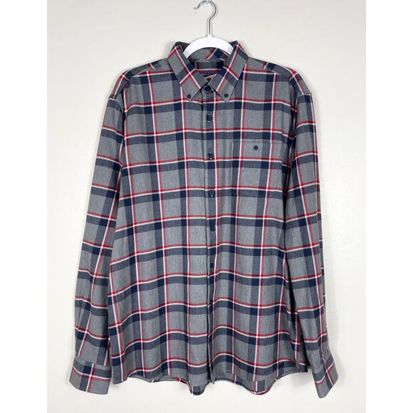 Johnnie-O Rudy Hangin' Out Button Down Flannel Shirt Charcoal Plaid Mens XL - Picture 4 of 14